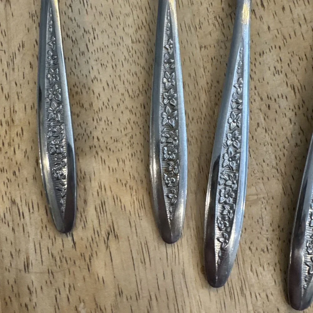 Customcraft Stainless PETAL LANE / CUS5 pattern MCM vintage Spoons And Forks